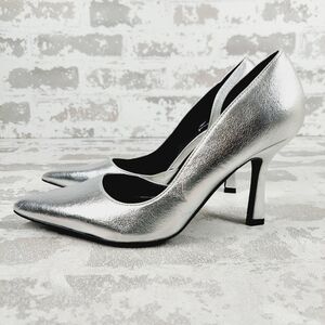 NEW Abound Iris D'orsay Pump In Silver Metallic Pointy Toe Heels W350